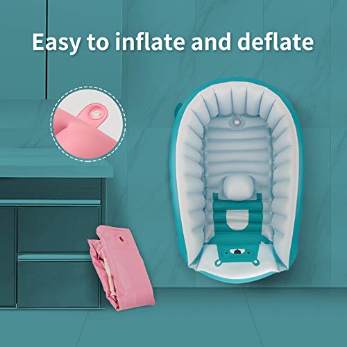 Swimbobo Inflatable Baby Bath Tub Portable Foldable Travel Mini Swimming Pool Helps Infants to Toddler Tub (Blue) - Thumbnail 7