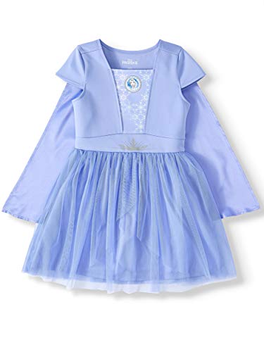 Disney Frozen II Big Girls Elsa or Anna Tutu Dress with Cape (Elsa Blue, Large 10/12)