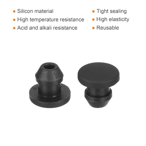Image of MECCANIXITY Silicone Snap in Locking Hole Plugs,Rubber Panel Seal Cover Flush Type Panel Round for Kitchen Rubber Bulkheads Waterproof Sealing Plugs 4.5mm /0.18 Inch Diameter Black,Pack of 50