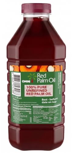 Omni Red Palm Oil 2 Liter (67.63 fl Oz) – Authentic Red Palm Oil – Unrefined, Rich Color & Traditional Flavor – Ideal for African & Caribbean Cooking