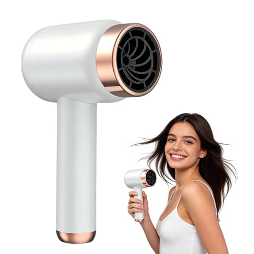 Wxeadu 1000W Akku-Haartrockner USB-Aufladbarer Akku Föhn Kabellos Tragbarer Föhn mit Akku mit 3 Geschwindigkeiten und Temperaturen Kabelloser Föhn für Zuhause Camping und Reisen(Elfenbeinweiß)