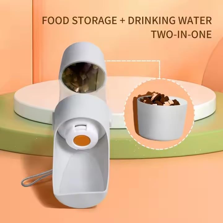 Miniatura 5 de Botella de agua portátil para perros, agua de viaje con recipiente para alimentos, a prueba de fugas y botella de agua ligera para perros, artículos