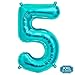 Produktbild DeaGo XXL Folienballon Zahl [ca.100cm], Blau Luftballon Zahlen für Geburtstag Jubiläum & Party Geschenk partydeko Folienballon Zahlen Luftballons Happy Birthday ( 0-9 ) (Blau [ 5 ])
