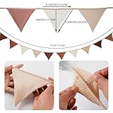 Uorbmaio Pennant Banners Bunting Flags Beige and Coffee, Garland Triangle Banners Fabric for Boho Shower Wedding Party Decorations Nursery Playroom Decor(Beige Coffee)