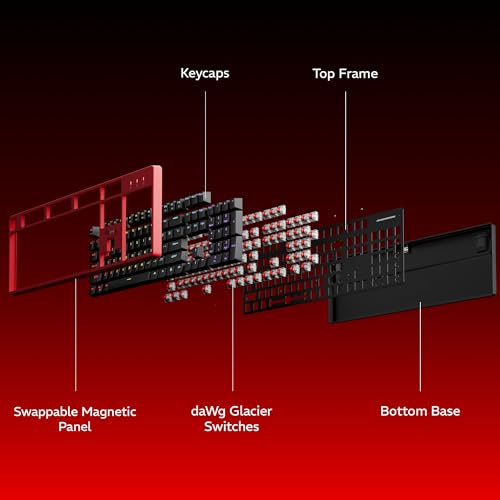 Image of daWg Highkey 685, Anti-Ghosting Wired Mechanical 100% Keyboard, RGB, Fiery Red Switches, 3 Swappable Panels, Double-Shot PBT Key, 1000Hz Polling Rate, Advance Software, 1.8m Braided Cable