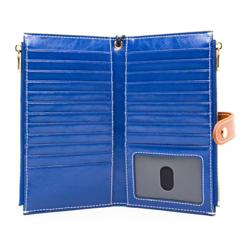 Image of ANDOILT Women's Genuine Leather Wallet RFID Blocking Credit Card Holder Zipper Purse Cell Phone Handbag