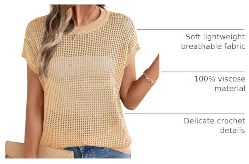 Image of Ivicoer Womens Spring Summer Tops Crochet Cap Sleeve Sweater Hollow Out Beach Vacation Clothes Trendy 2026 Loose Fit