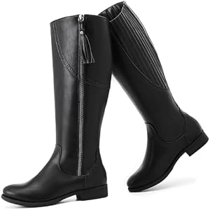 Ruiee Womens Knee High Boots Fall Winter Fashion Boot. | Riding, Casual Versatile, Lug Sole, Comfort, Faux Leather, Round Toe, Side Zipper 6 Banana Zpu 909