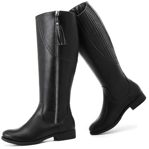 Women's Knee High Boots - Stylish and Comfortable Round Toe Low Heel Riding Combat Tall Boots with Side Zipper Closure for Fall and Winter Wear For Wo