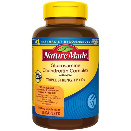 Nature Made Glucosamine Chondroitin Complex with MSM, Dietary MSM Glucosamine Chondroitin Supplement for Joint Support, 120 Caplets, 60 Day Supply