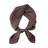ZGDYi Pañuelo Cuello Satín Mujer Marrón con Lunares Blancos, Fular de Seda Suave Estilo Retro Vintage, Bufanda de Cuello y Cabeza, Pañoleta para Mujer Elegante, Accesorio Moda para Cabello, Bolso o