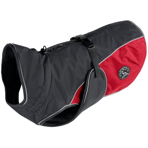 HUNTER Hundemantel UPPSALA COZY, Farbe: anthrazit/rot, wasser- und windabweisend, wärmendes Innenfutter, reflektierend, optimaler Komfort, waschbar bei 30 °C, für kalte Tage, Größe: 25