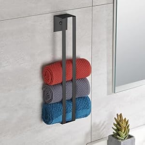 Lolypot handdoekenrek 304 roestvrij staal, handdoekstang boren zwart, 40cm gastenhanddoekenrek wandmontage, handdoekring…