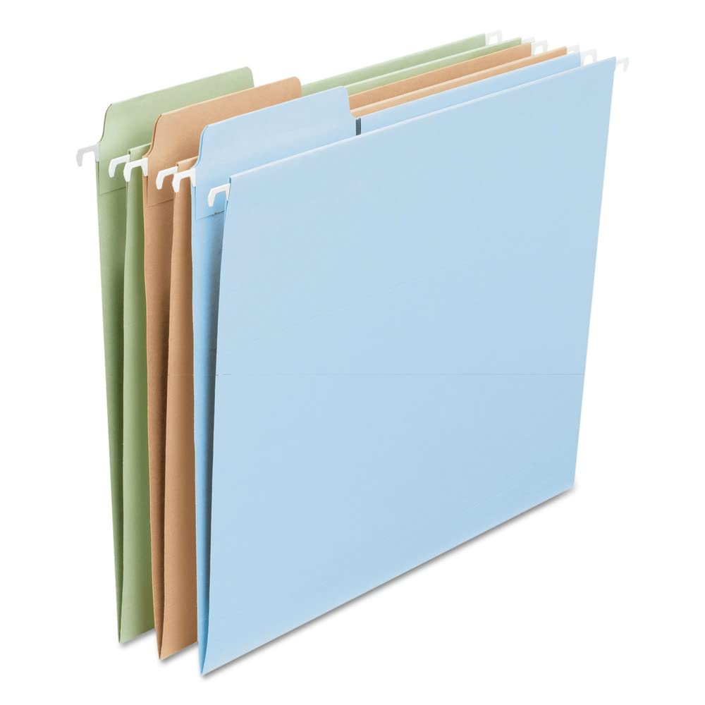 Smead FasTab Hanging File Folder, 1/3-Cut Built-in Tab, Letter Size, Assorted Pastel Colors, 18 Count (64054)
