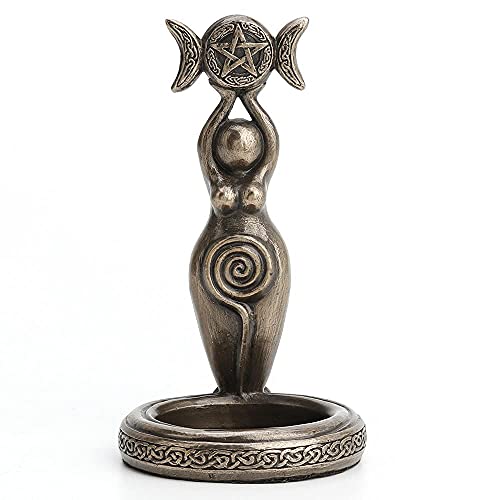 Veronese Design 4 3/4" Spiral Triple Moon Goddess Tealight Candle Holder Resin Sculpture Bronze Finish #TOP3