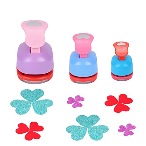 Tech-P Creative Life 3 Pcs (1.5",1",5/8") Heart Shape Craft Punch Scrapbook Paper Cutter Eva Foam Hole Punches Valentines Gift Set #TOP1