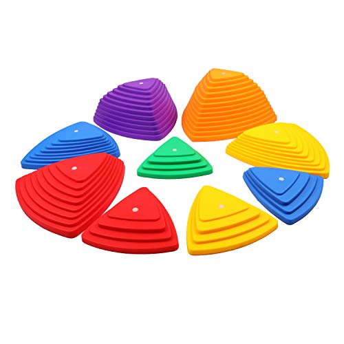 Houseables Stepping Stones for Kids, Balance Play Stone, Set of 9, Plastic, Balancing Steps, Jumping Rock, Obstacle Course Toys, For Toddler, Children, Indoor, Outdoor, Non-slip Bottom