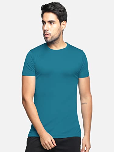 Image of BULLMER Solid Cotton Blended Half Sleeve Round Neck Tshirt for Men