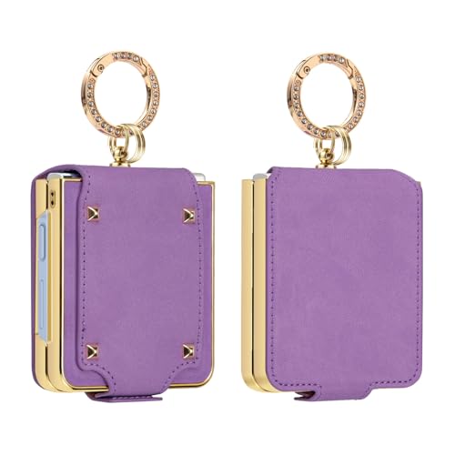 Étui en cuir pour Samsung Galaxy Z Flip7 pour éviter les bris d'écran, coque antichoc violette