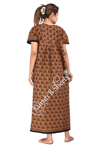 Image of Kuruti B Sheets Nighty for Women Cotton Combo (Pack of 2 Pcs) Nighty Gown Round Neck Short Sleeves Free Size