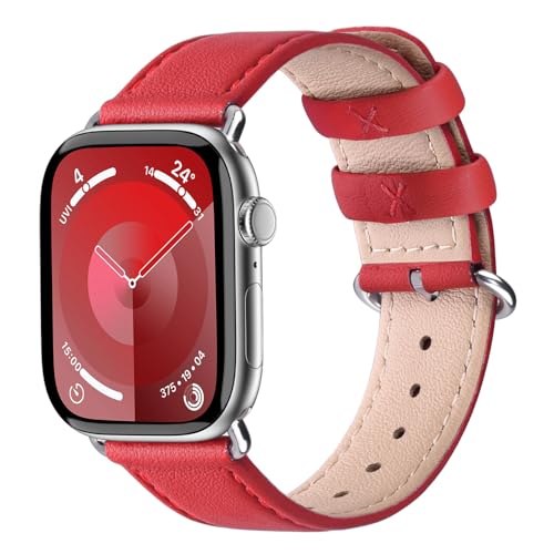 Image of Fullmosa Compatible Apple Watch Band 49 /46 /45 /44 /42 /41 /40Premium Genuine Leather Replacement Strap, Compatible with Apple Watch Series Ultra3 /2 /1 SE3 /2 /1 11 /10 /9 /8 /7 /6 /5 /4 for Men and Women