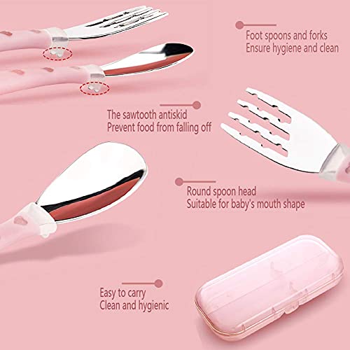 Tunchmo 4 Pieces Toddler Stainless Steel Forks And Spoons With Easy-Grip Handles And Storage Case - Bpa-Free Materials, Dishwasher Safe - Ideal For School Lunches, Traveling And Outdoor Activities #TOP3