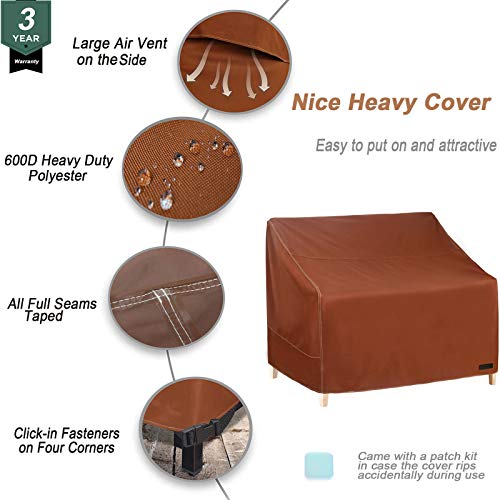 Nettypro Patio Sofa Couch Cover, Waterproof 600D Heavy Duty Outdoor Furniture 3 Seater Bench Cover, 88" Wx 38" Dx 35" H, Brown #TOP3