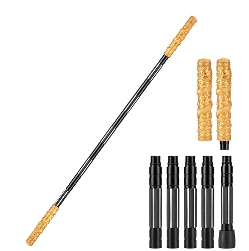 aiGear W2 Tactical Hiking Stick, Trekking Poles with Black Myth Wukong Handle Extension Durable Aluminum Alloy Walking Stick, Ruyi Jingu Bang Monkey King Staff for Cosplay & Hiking 7 Tubes 53 Inch