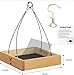 Cedar Wood Platform Tray Bird Feeder 12” - Hanging Bird Feeder for Outside Outdoor - Stainless Steel Cable Mesh Base - Weather Proof Birdfeeder for 10 Years - Longtime Outdoor Lasting Heavy Duty