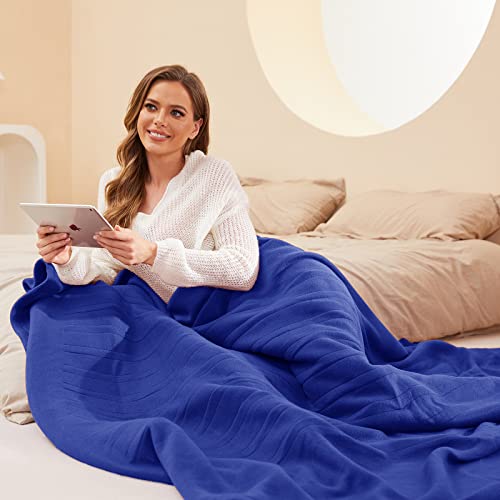 Electric Heated Blanket 62" X 84" Machine Washable With 4 Fast Heating Levels & 10 Hours Auto Off Overheat Protection Etl Certified Super Cozy Soft Fleece Heating Throw For Home, Blue #TOP5