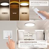 Lampa sufitowa LED 24 W, z pilotem zdalnego sterowania i ściemnialną, 1800 K, panel 3000K-6500K, bardzo cienka okrągła, odpowiednia do sypialni, pokoju
