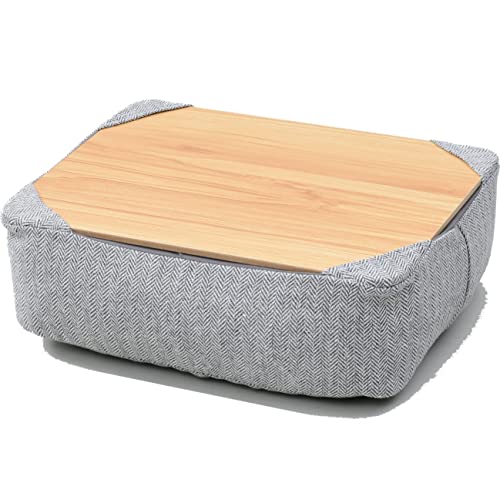 Image of Yamazen AHT-3526M (LGY) Above Knee Table, Removable Top, Washable Cover, Bead Refillable, Includes Dedicated Case, Cushion Table, PC Table, Light Gray