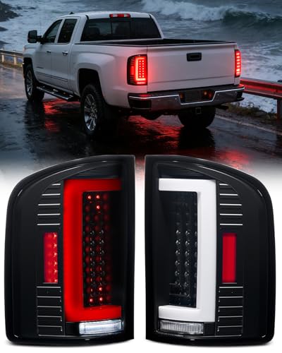 SPBREW LED Tail Lights Assembly for 2007 2008 2009 2010 2011 2012 2013 2014 Chevy Silverado 1500 2500 3500HD Bright Smoked Tail Lights IP67 Waterproof LED Tailights Rear Lamp Plug & Play 1 Pair