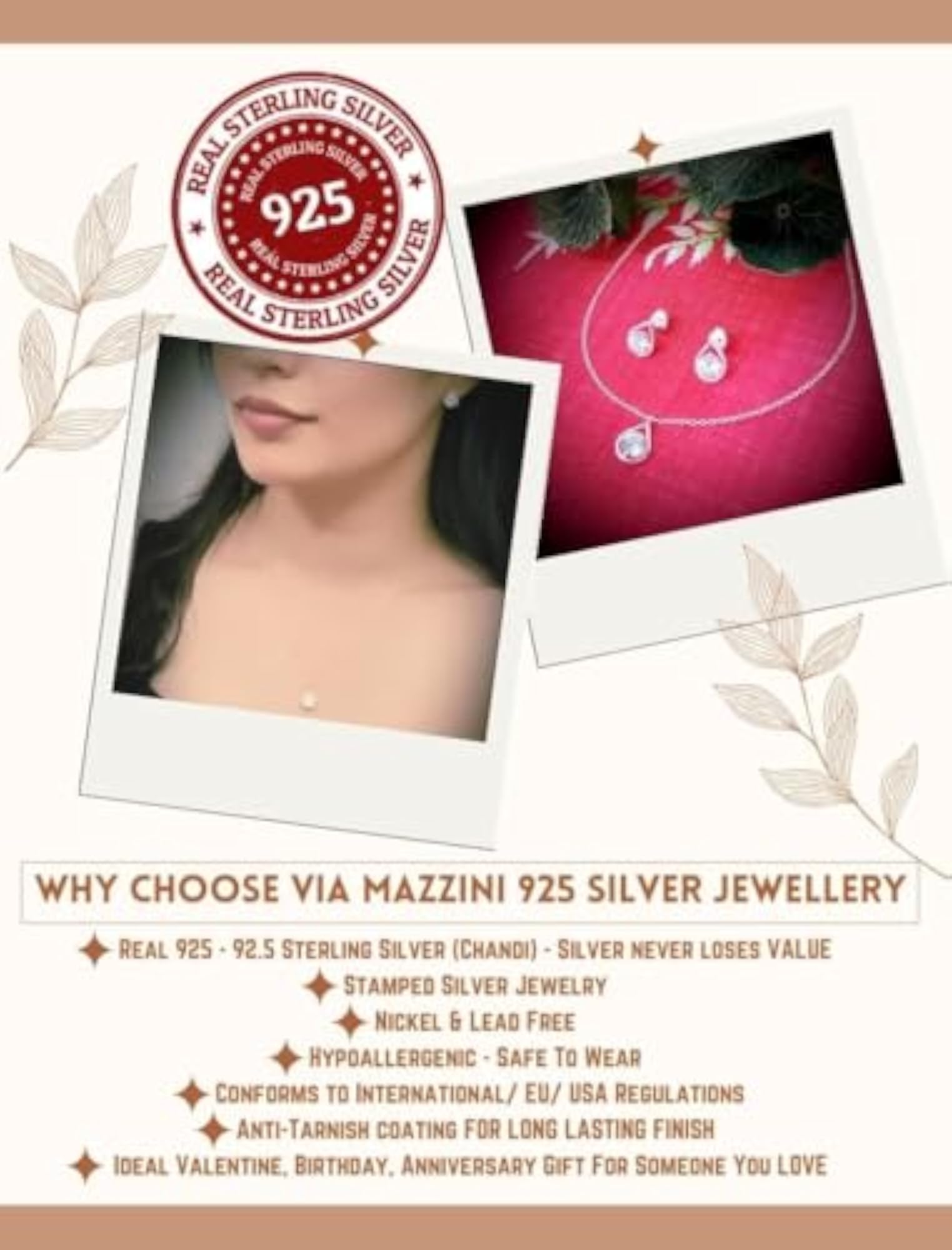 Women's 925 Sterling Silver Crystal Nose Pin Stud