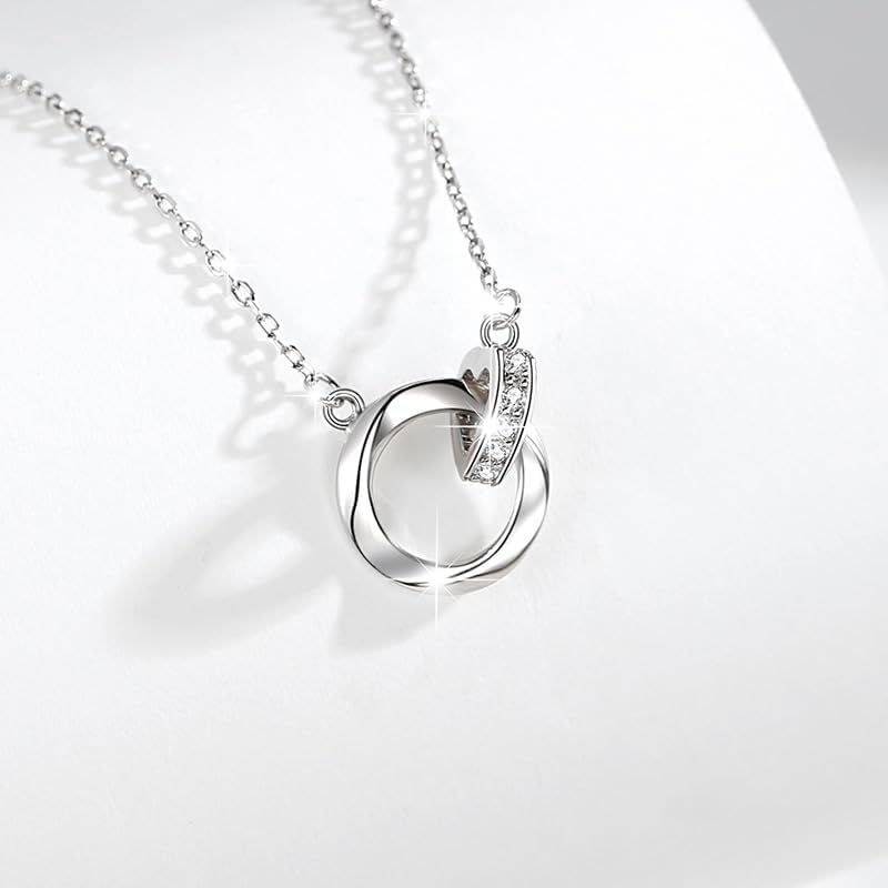 S925 Sterling Silver Necklace for Women-Möbius Strip Eternal Love Chain necklaces,Gold,White Gold Exquisite Circle Necklace,Gift for Girlfriends,lovers,Friends,for Christmas,Valentine's Day,Birthday - Image 8