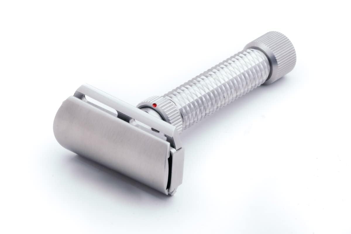 Rex Supply Co. Konsul XL Adjustable Slant Safety Razor – Stainless Steel Double Edge Razor with Long Handle & Diamond Grip | Customizable Shaving Precision | Made in USA | Wet Shaving Essential
