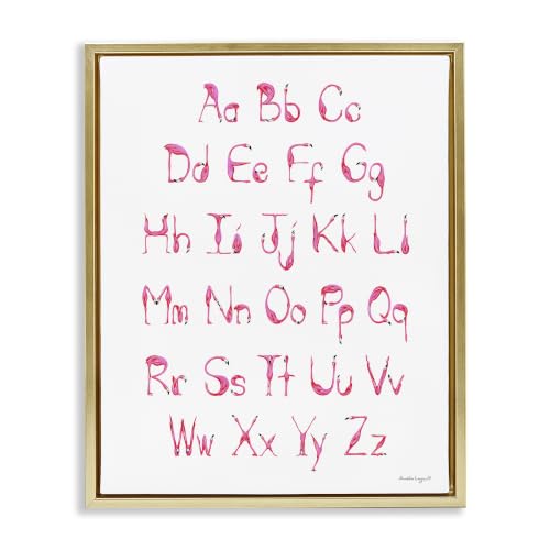 Flamingo Alphabet Typography, 25 x 31 Inch Canvas in Floater Frame