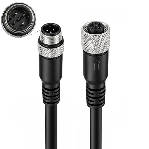 M12 A-Code 5 Pin Male to Female Shielded Cable, Industrial Sensor Actuator Signal Connector Wire, IP67 Waterproof Anti-Interference Extension Cord, 3M / 9.8FT