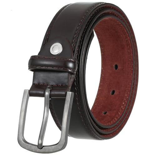 BSLLNEK Men's Casual Leather Jeans Belts, Leather Dress belt for men, 1 3/8
