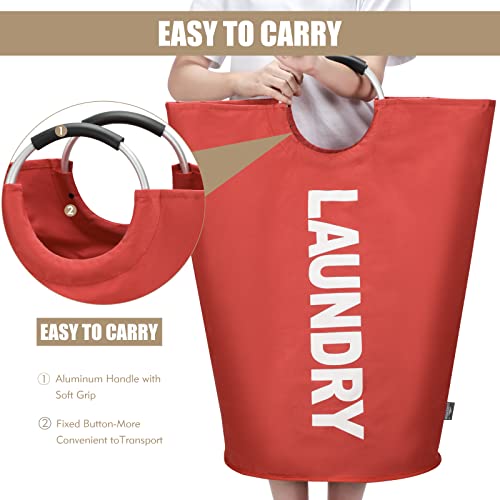 Dokehom 95L Large Laundry Basket, Collapsible Laundry Bag, Freestanding Tall Clothes Hamper, Foldable Washing Bin (Red) #TOP4