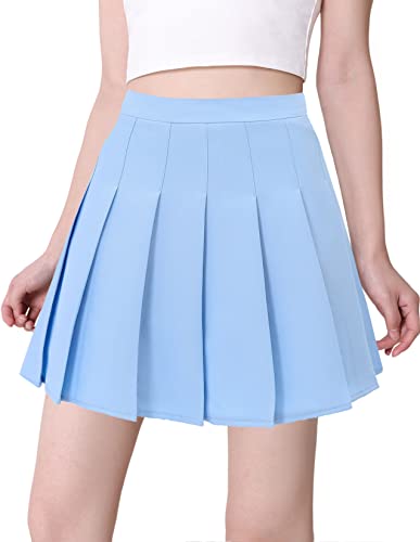 Hoerev Women Girls Short High Waist Pleated Skater Tennis Skirt,Us 8,Xl,Blue #TOP1