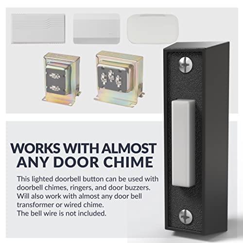 Newhouse Hardware BT4BL Black | Classic Rectangular Lighted Door Bell Button thumb #4