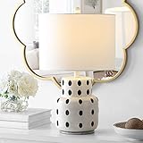 SAFAVIEH Lighting Collection Kencia Modern Cream/ Black Polka Dot 22-inch Bedroom Living Room Home Office Desk Nightstand Table Lamp (LED Bulb Included)