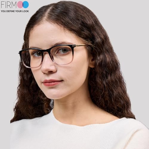 Image of Firmoo Blue Light Glasses for Women Men, Reading Glasses 0.0x-3.0x, Ultra Light Square Frame, Premium TR90 & Metal Blend