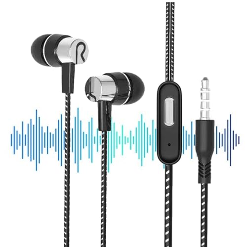 Auriculares con cable en el oído | Auriculares de cable portátiles para llamadas | Sonido estéreo de alta fidelidad, auriculares con cable para música de escucha, podcasts