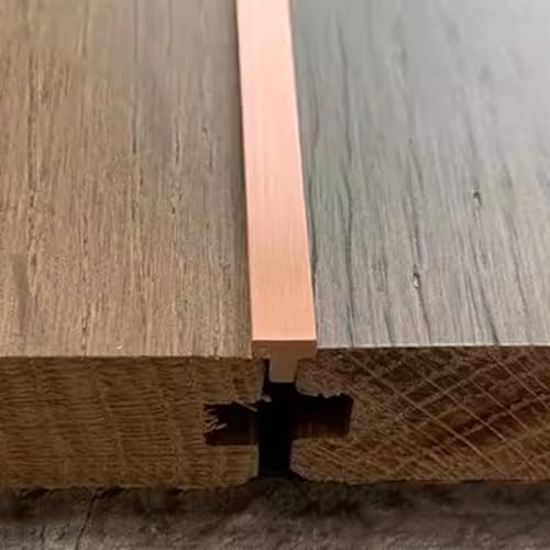 ZIMGOD Copper 5mm Floor Transition Strip Wood to Tile, T Molding Threshold Seam Cover, Vinyl Floors Divider Strip for Hardwood/Laminate Flooring/Concrete(5x5mm(0.2