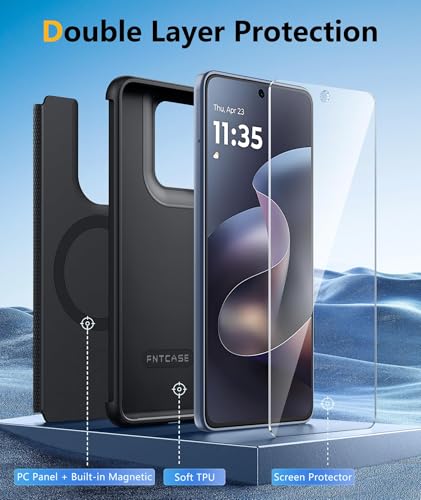 Image of FNTCASE for Moto G 2026 /2025 Phone Case: Moto G Play 2026 Case Magnetic with Screen Protector, 14FT Military Grade Drop Protection Shockproof Non-Slip Dual Layer Cell Phone Cover, Fits MagSafe