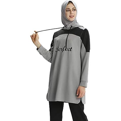 ziyimaoyi Muslim Women Tracksuit Tops (XL, Grey) Cover