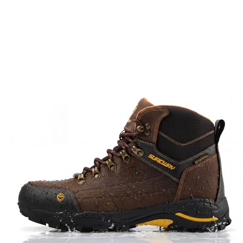 Image of SUREWAY Men's 6 inch Soft /Steel Toe Lightweight Waterproof Work Boot - Leather,Lace Up,Oil /Slip Resistant Dual-Density Comfortable EH Construction Industrial Ankle Safety Men Work Boots,Roofing, Hunting