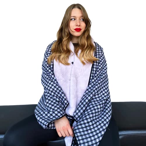 Explosive-line by LIBER Home Kuscheldecke mit Ärmeln 150x120cm, warme Decke zum Anziehen, kuschelige Plüschdecke mit Teddy Fleece, Lila Cover